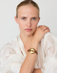 Disc Leather Bracelet brown - gold