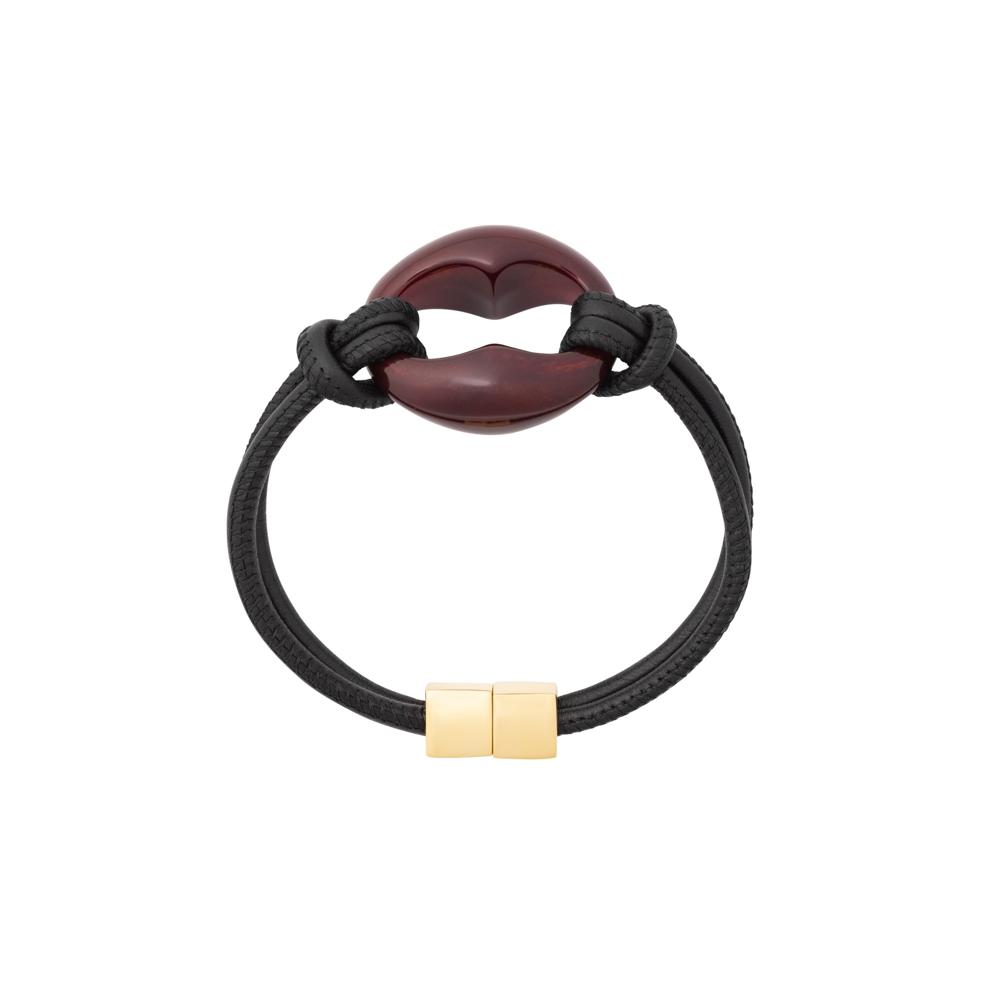 Turtle Leather Bracelet black - bordeaux marble