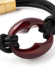 Turtle Leather Bracelet black - bordeaux marble