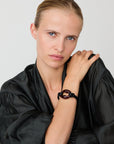 Turtle Leather Bracelet black - bordeaux marble