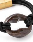 Turtle Leather Bracelet black - dark brown marble