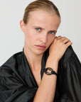 Turtle Leather Bracelet black - dark brown marble