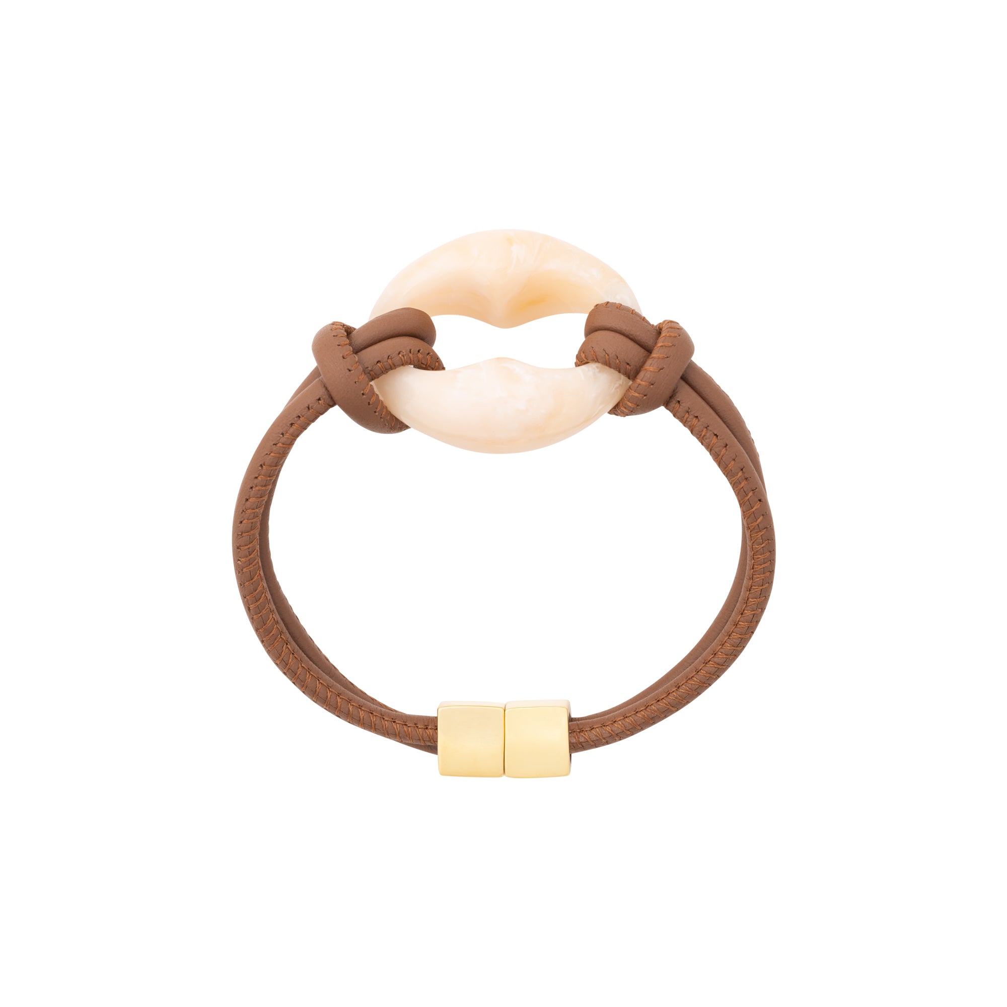 Turtle Leather Bracelet brown - latte marble