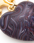 Heart Key Chain Charm aubergine marble