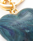 Heart Key Chain Charm teal marble