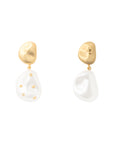 Double Nugget Stud Pearl Gold Earring pearl