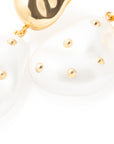 Double Nugget Stud Pearl Gold Earring pearl