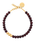 Mini Beads Necklace with gold bordeaux marble