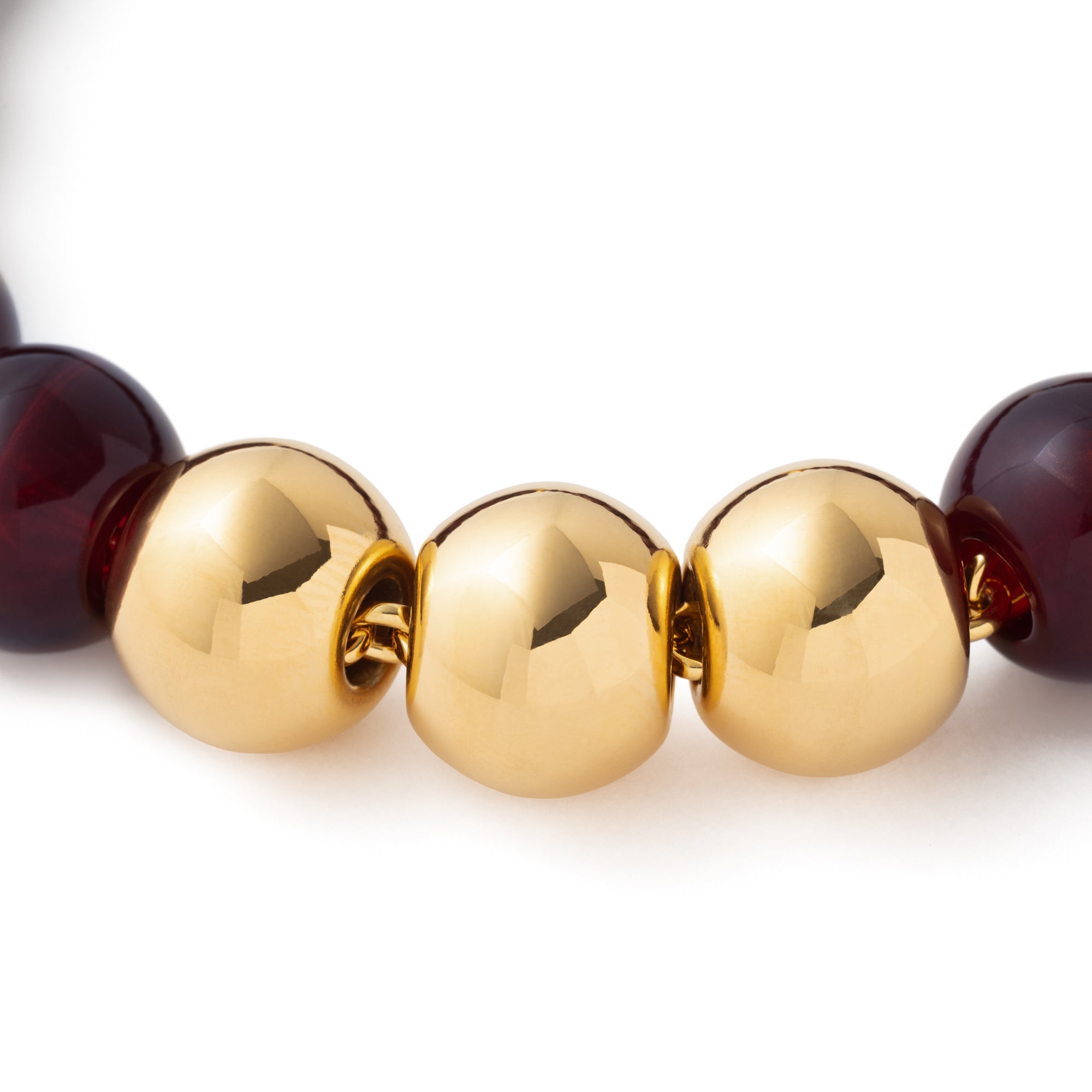 Mini Beads Necklace with gold bordeaux marble