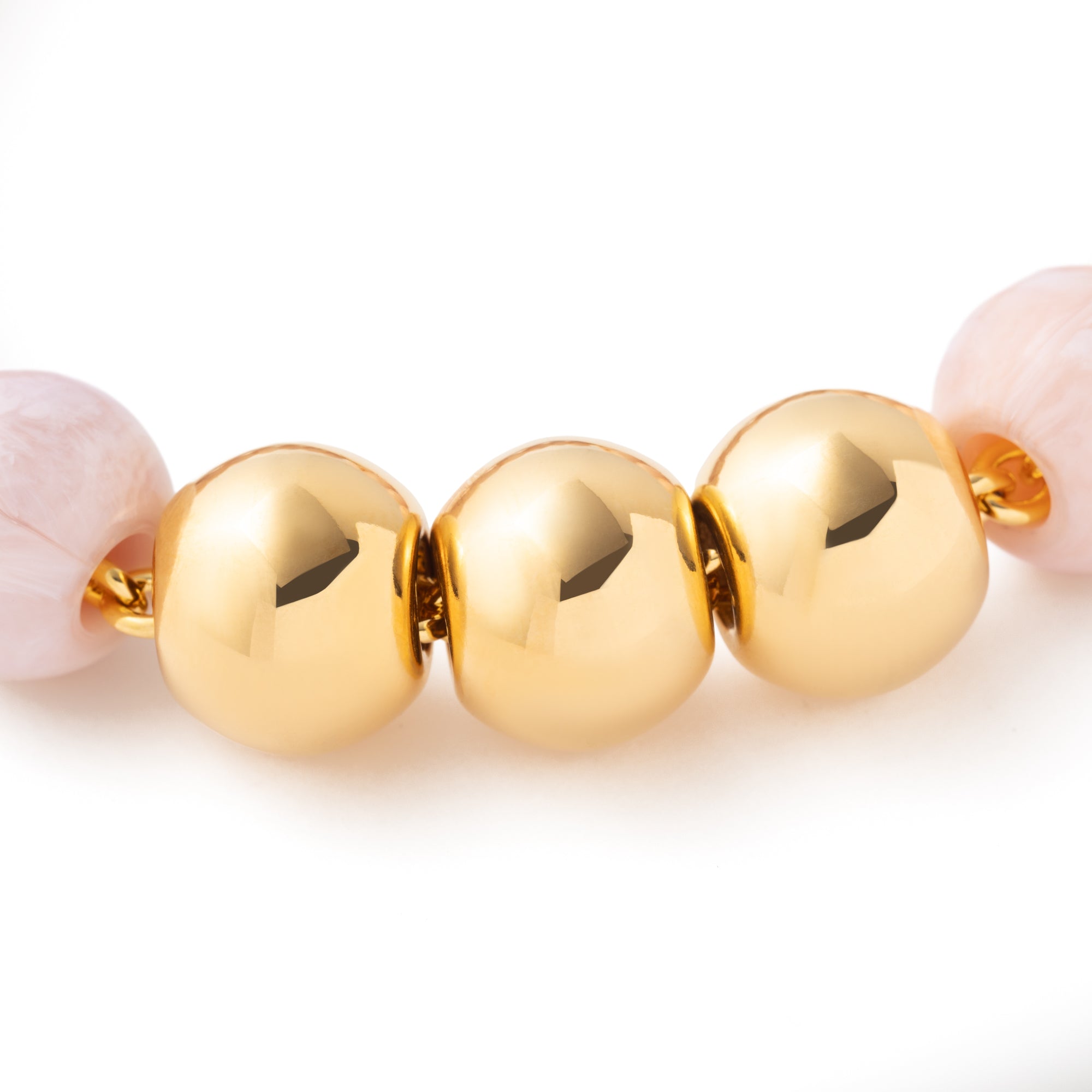 Mini Beads Necklace with gold ivory rose marble