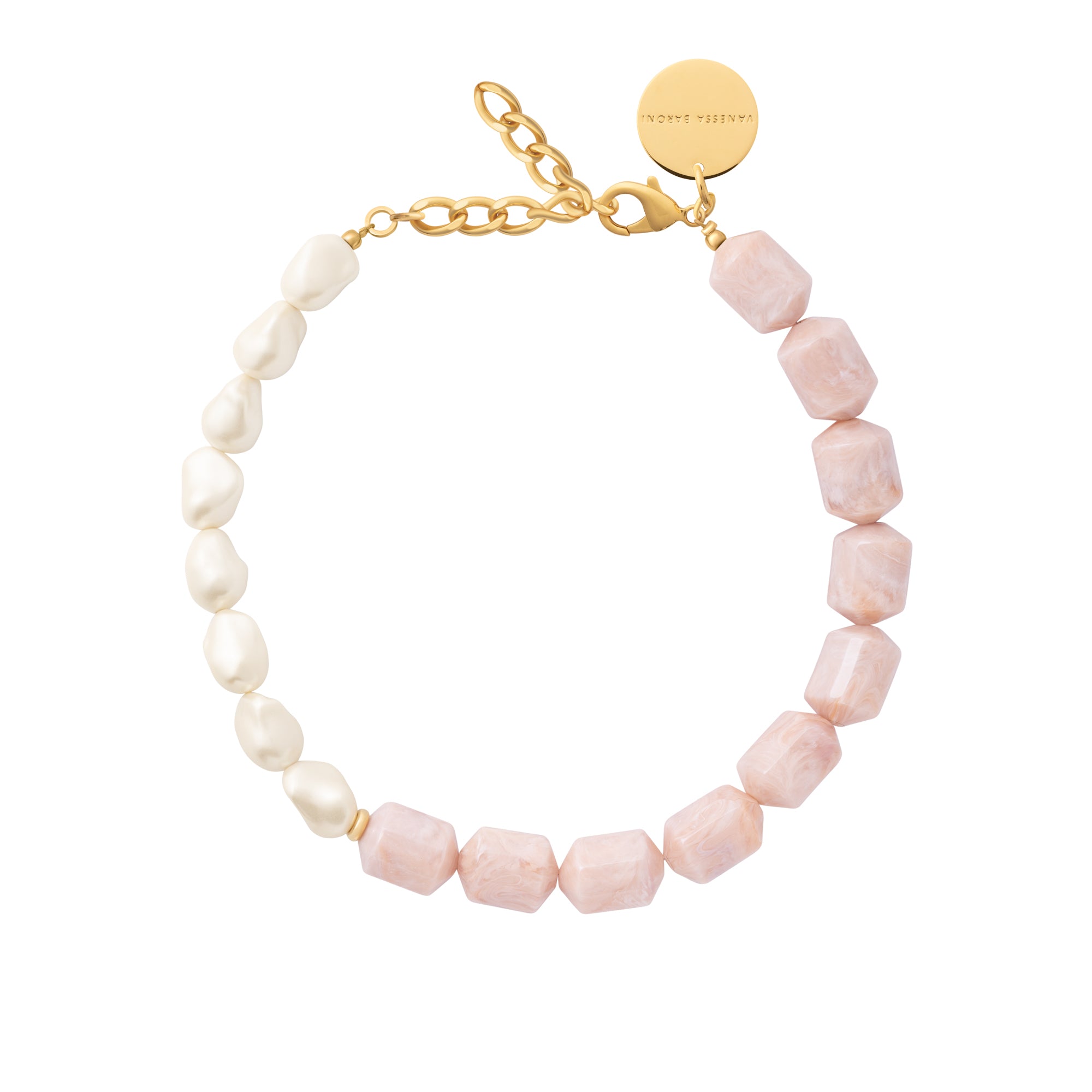 Barrel Pearl Necklace ivory rose marble