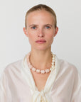 Barrel Pearl Necklace ivory rose marble