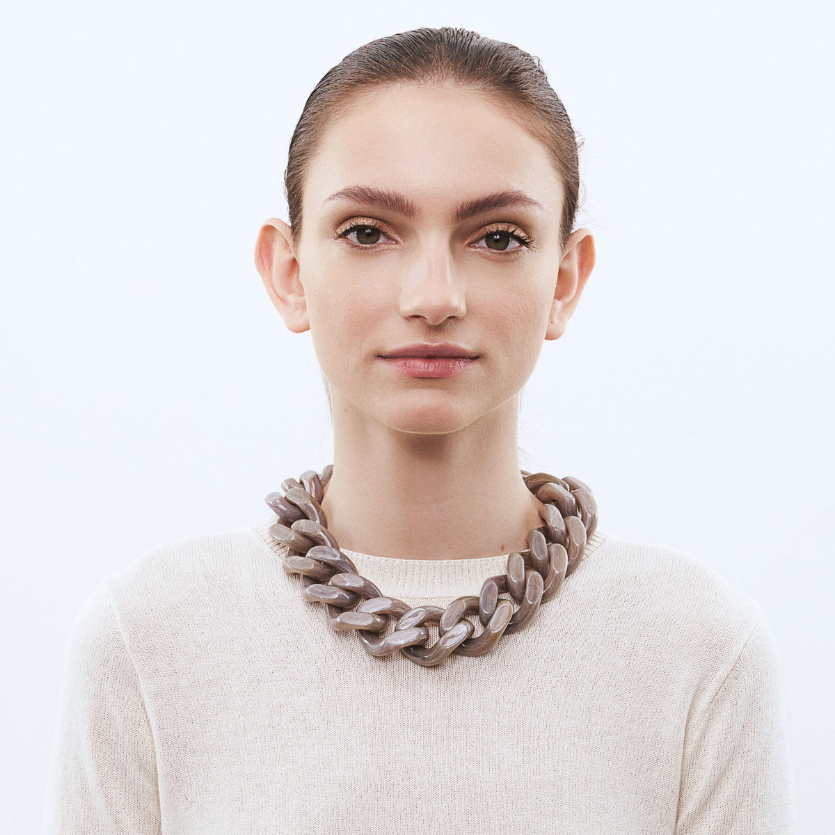 Collier BIG Flat Chain Greige Marble