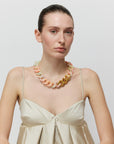 Flat Chain Necklace with gold neon rainbow