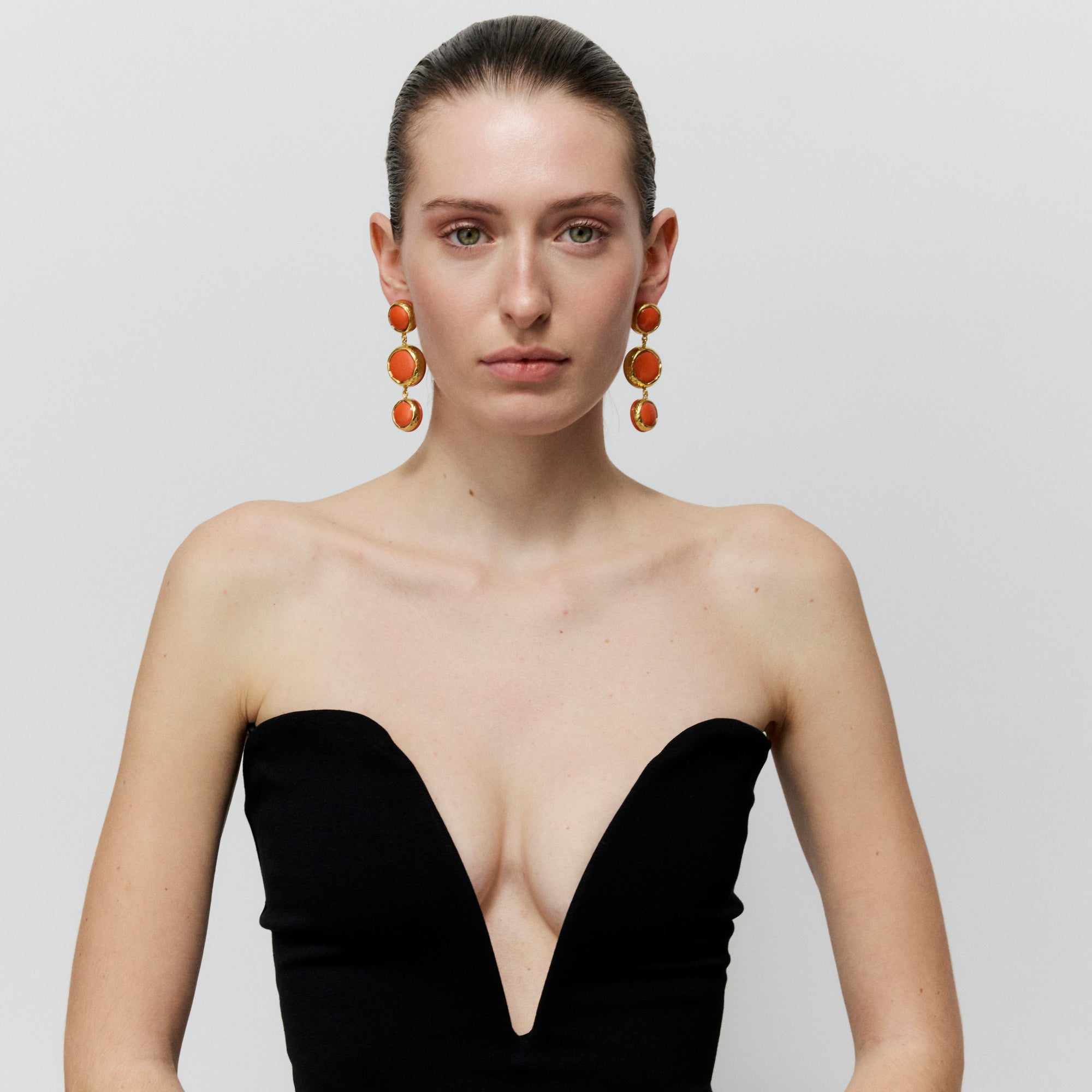 Vintage Tripple Earring orange