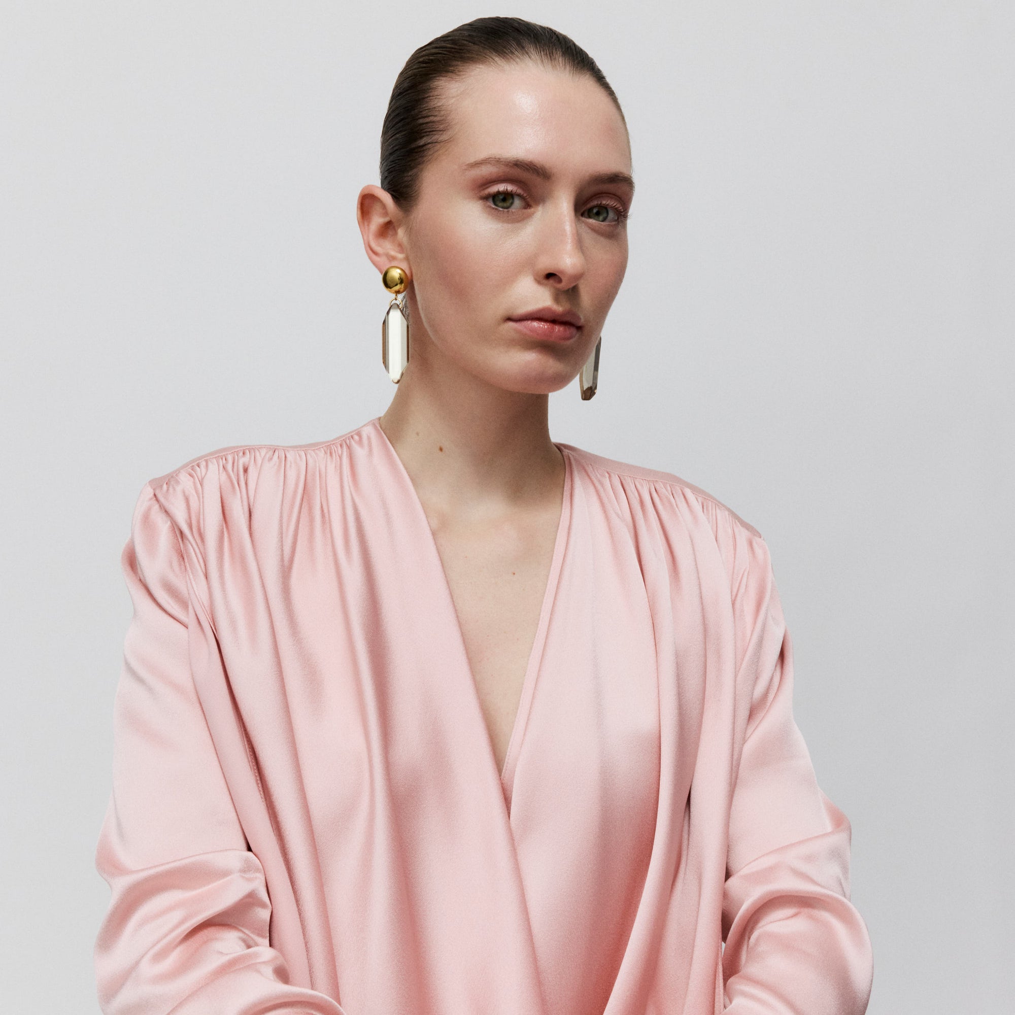 Galaxy Drop Earring gold clear taupe