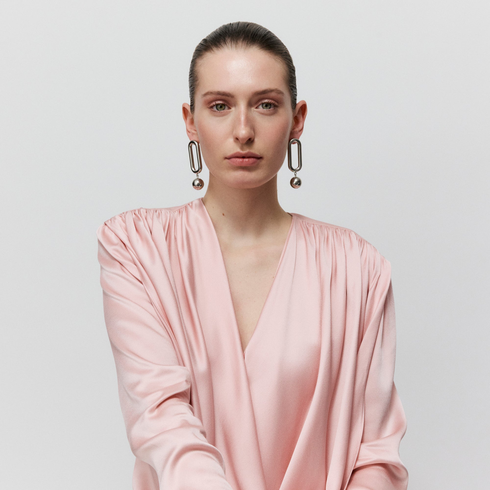 Bold Link Bead Earring silver