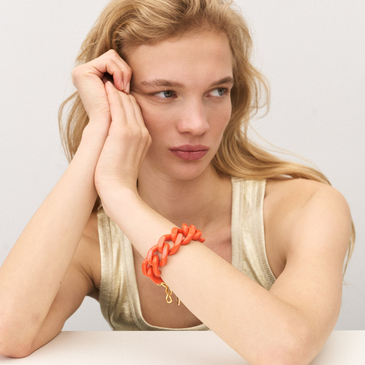 Flat Chain Bracelet Orange