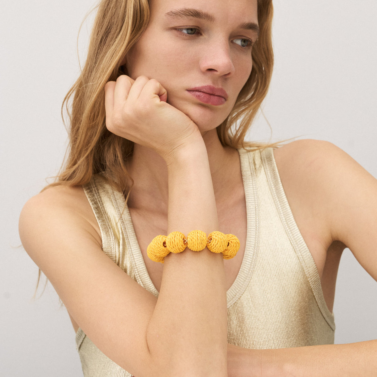 Raffia Beads Bracelet Yellow