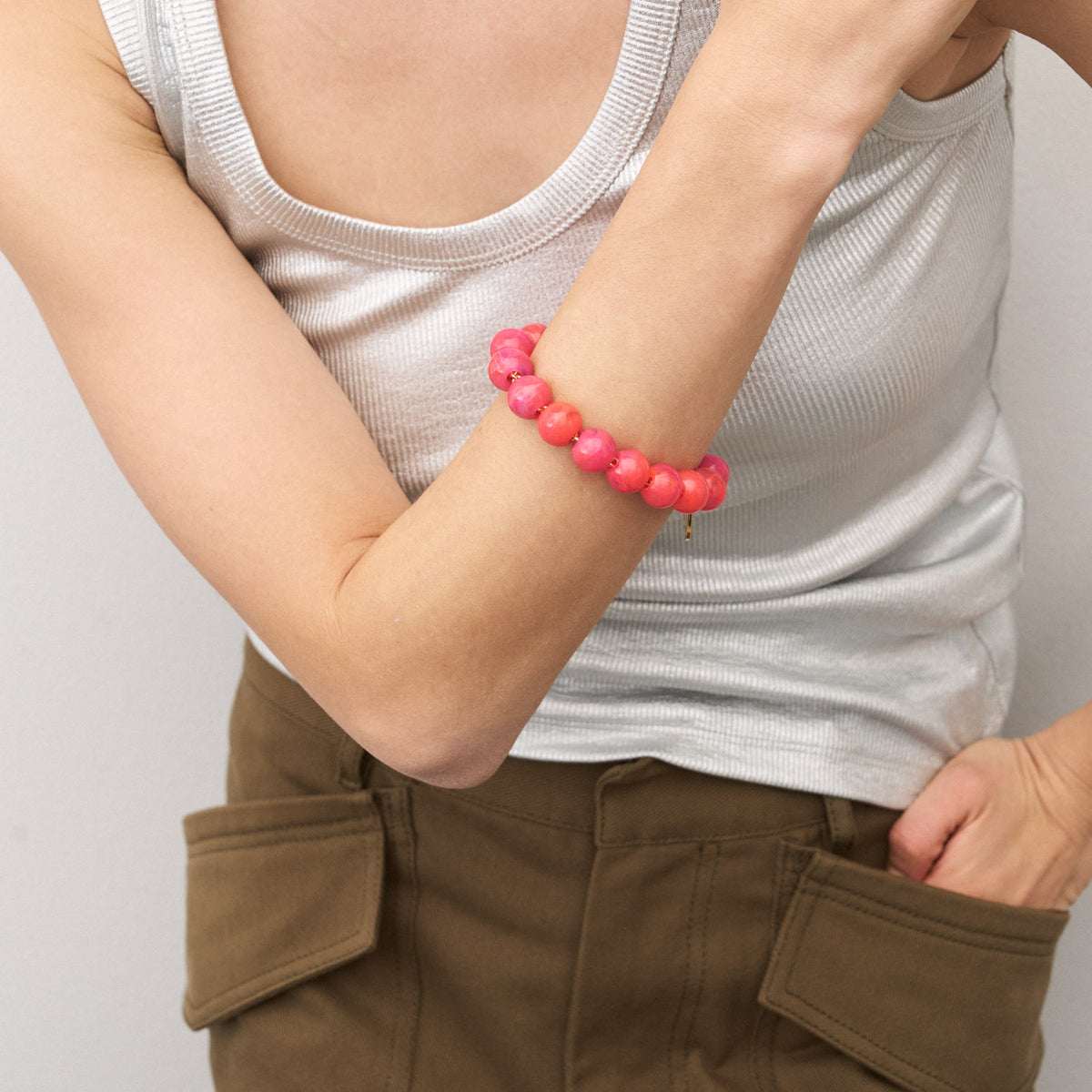 Mini Beads Bracelet Fuchsia Marble