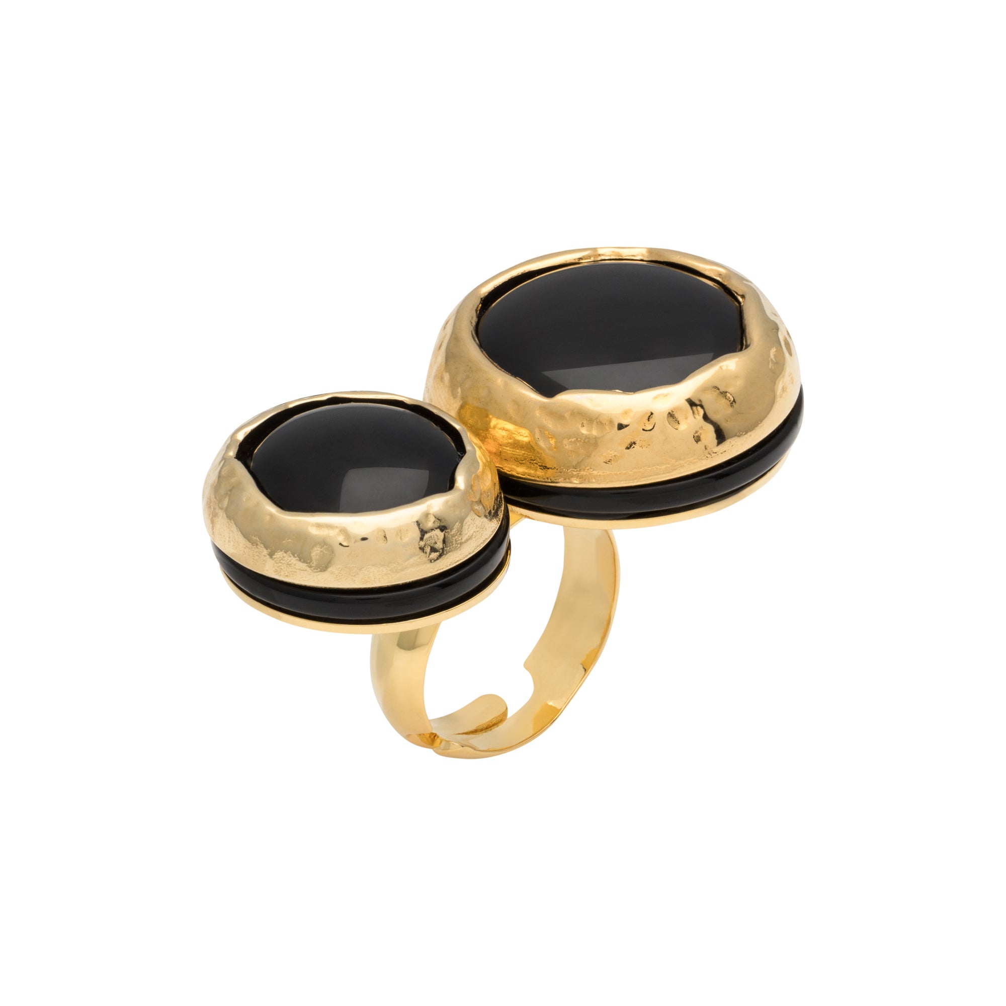 Vintage Double Round Ring black