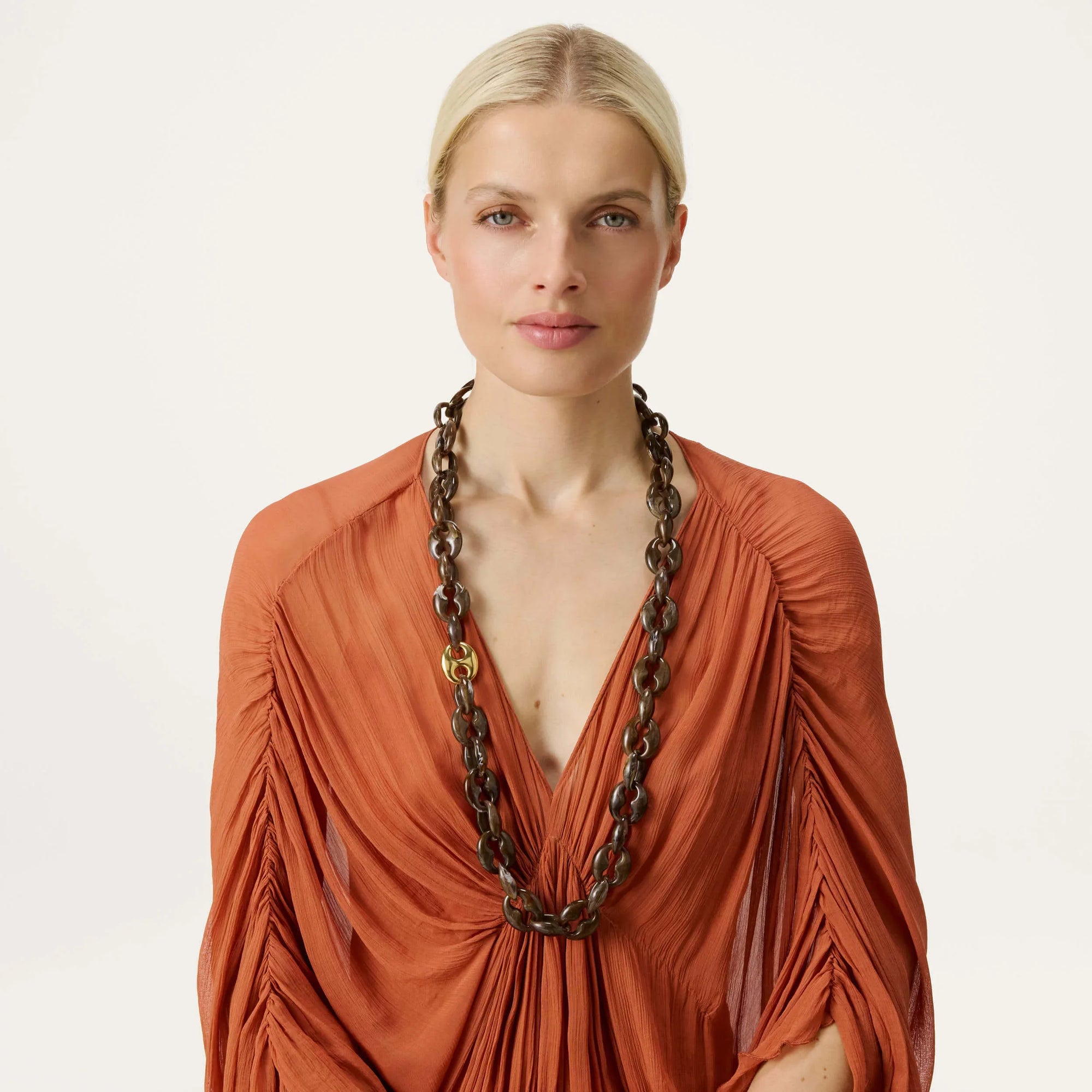 Small Turtle Necklace Long dark brown marble