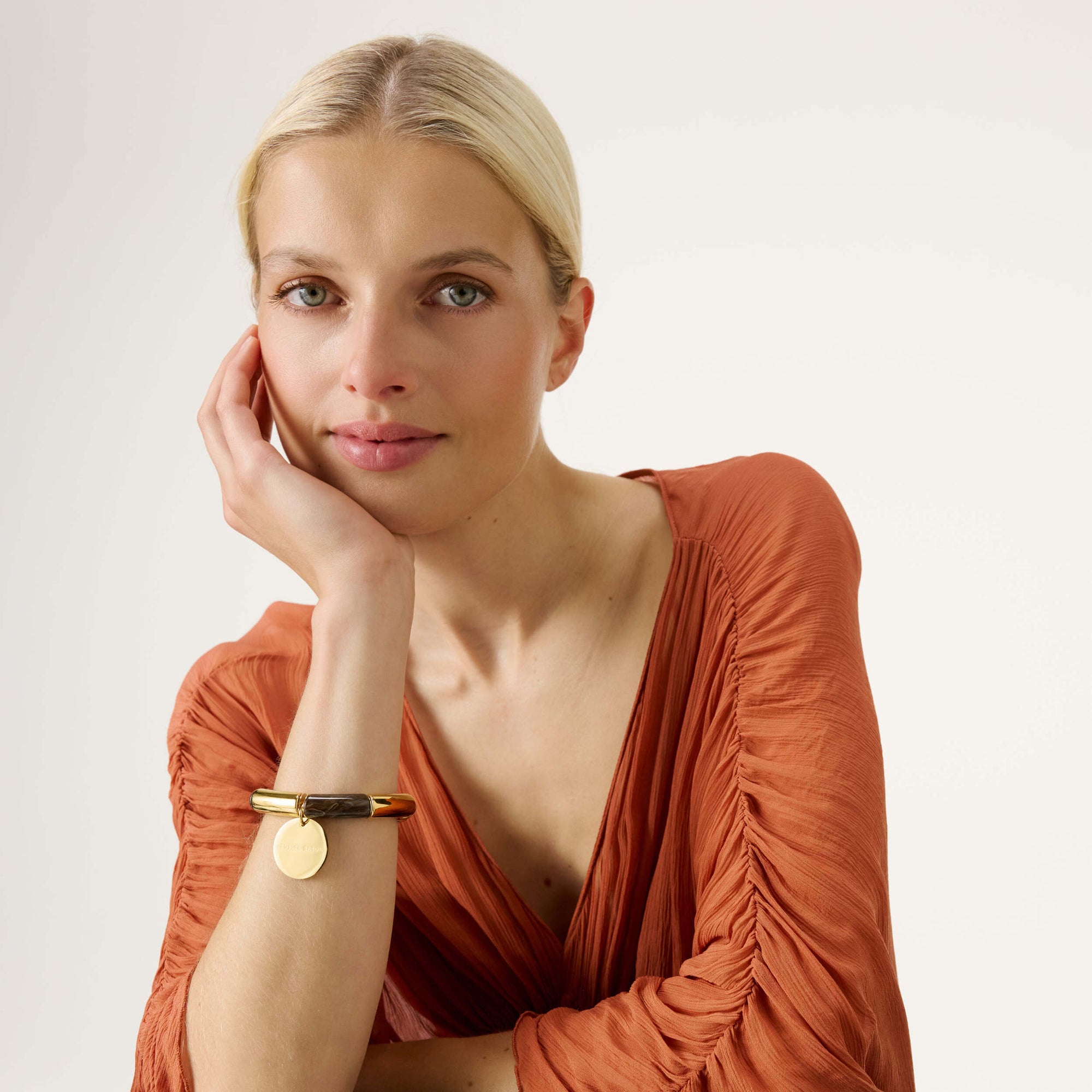 Flex Bracelet gold - dark brown marble