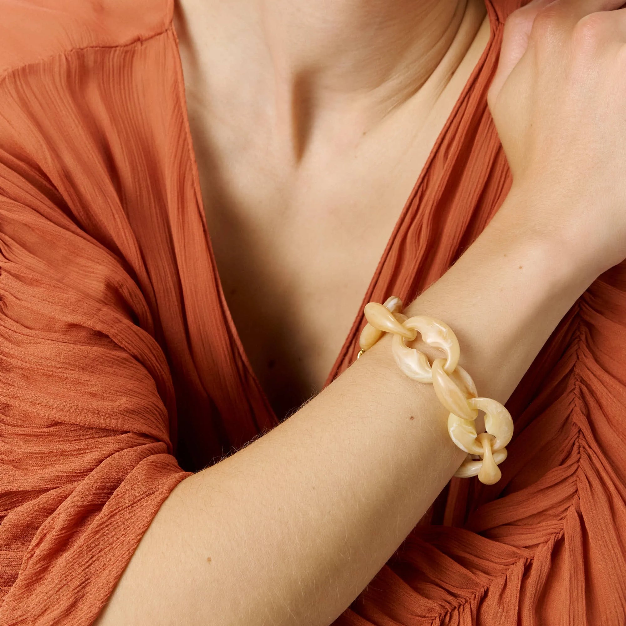 Small Turtle Bracelet creme brulee marble