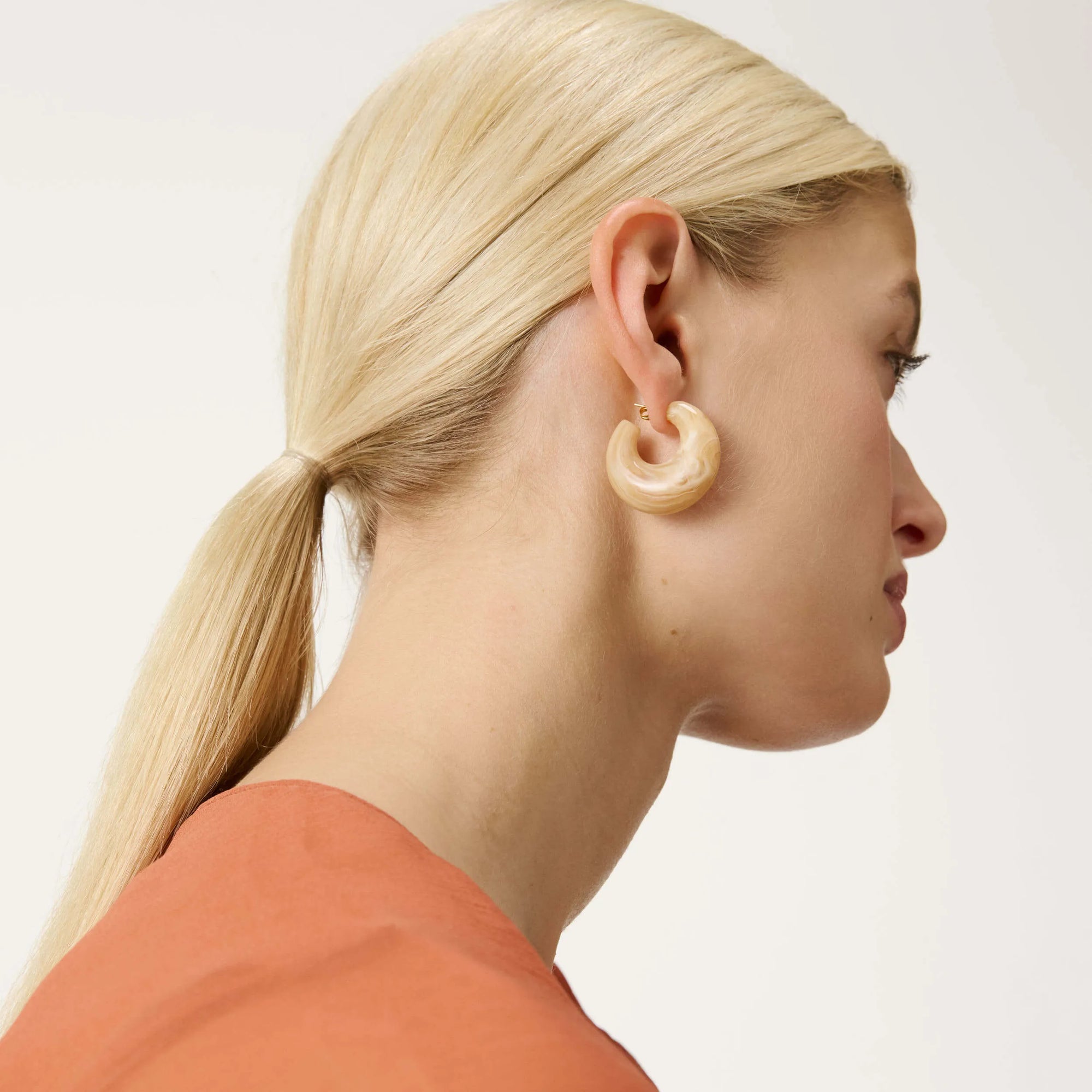 Moon Earring creme brulee marble