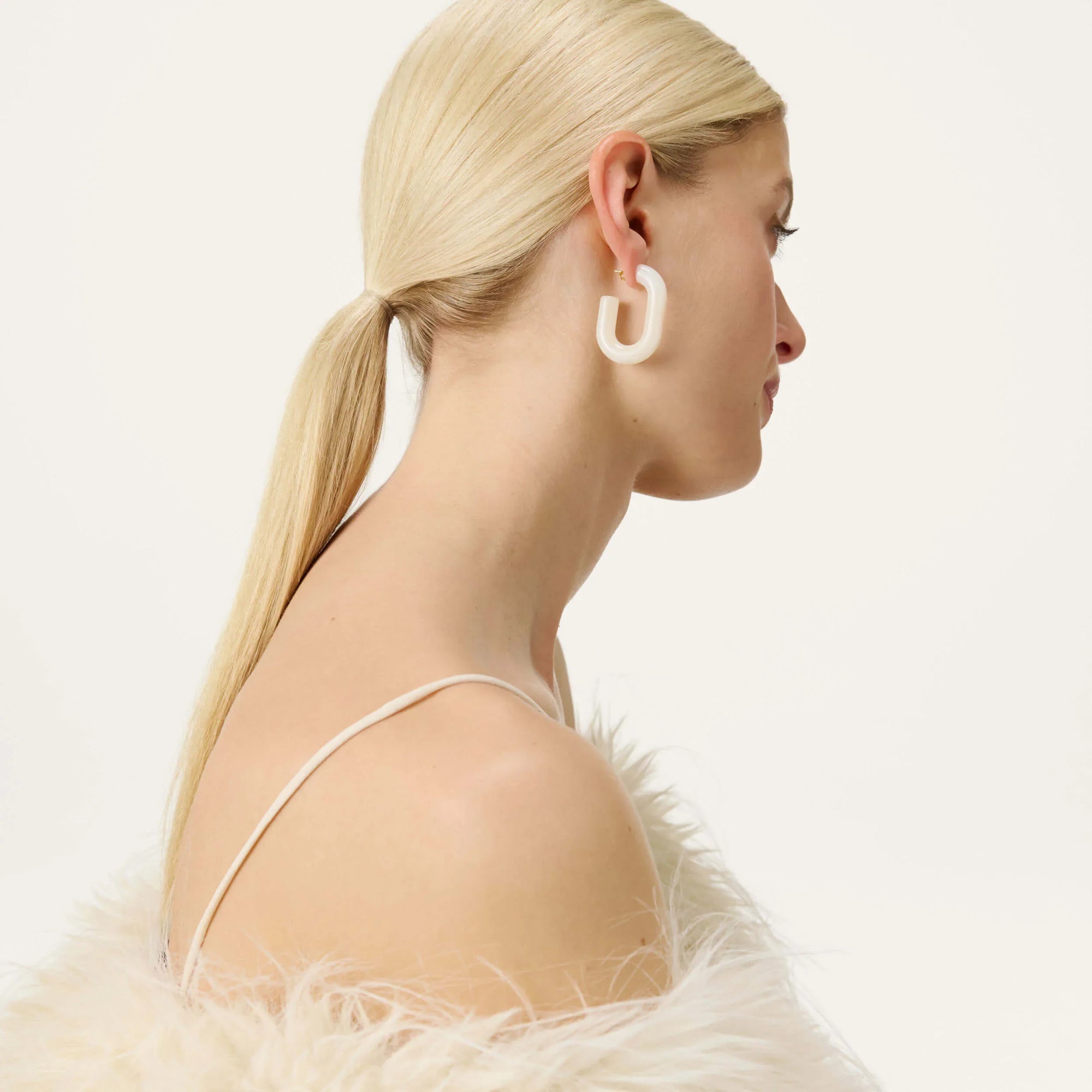 New Oval Earring pearl marble