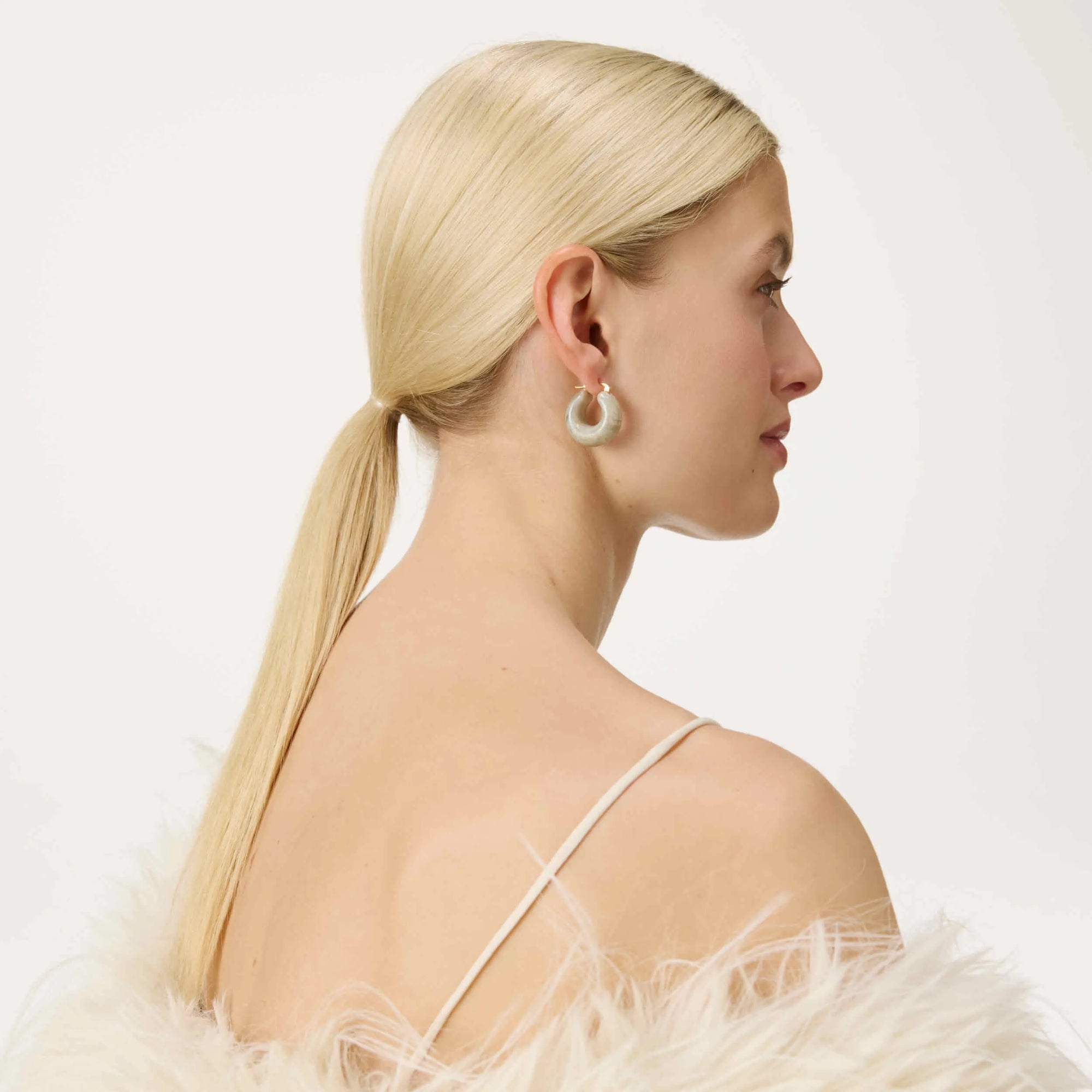Circlet Earring snow green marble