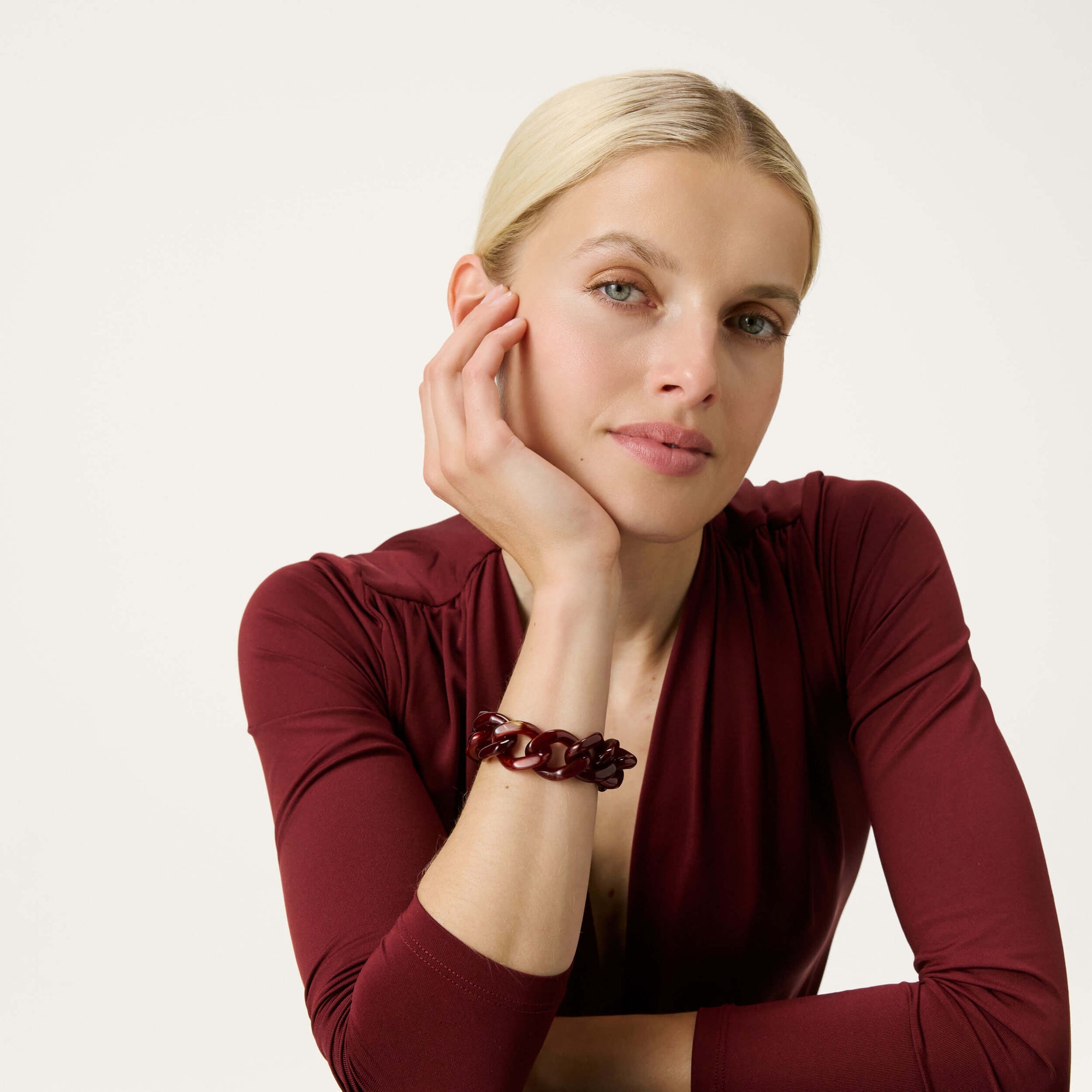Flat Chain Bracelet bordeaux marble