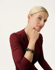 Flat Chain Bracelet Bi-Color with Gold matt black-universe
