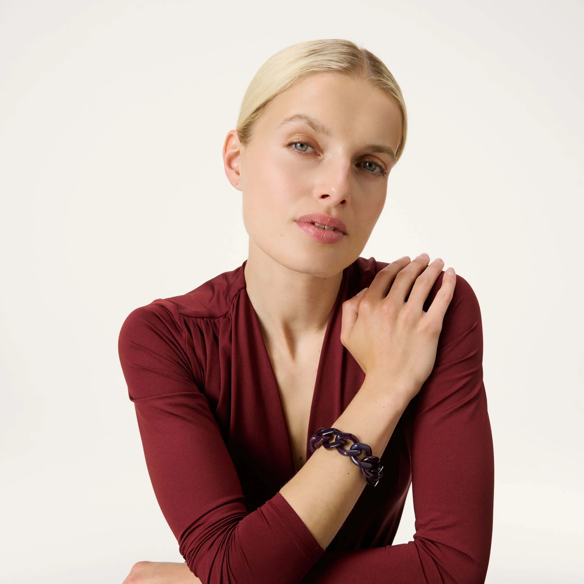 Flat Chain Bracelet aubergine marble