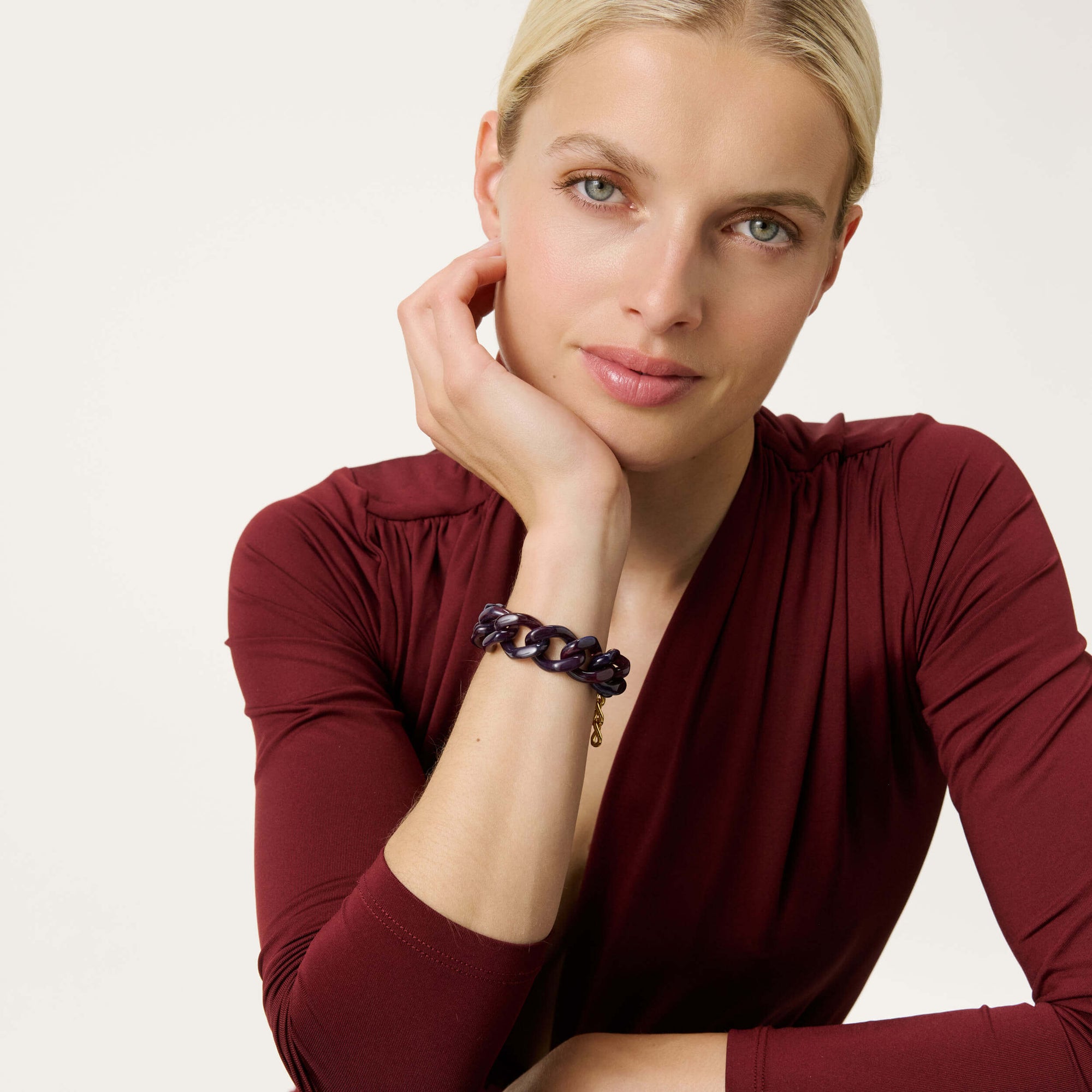 Mini Flat Chain Bracelet aubergine marble