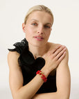 Flat Chain Bracelet Bi-Color with Gold scarlet red - red marble