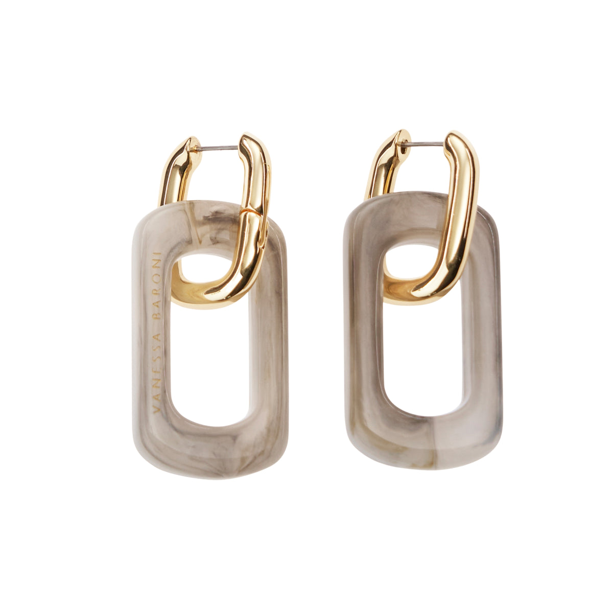 Edge with gold Earring Grey Marble
