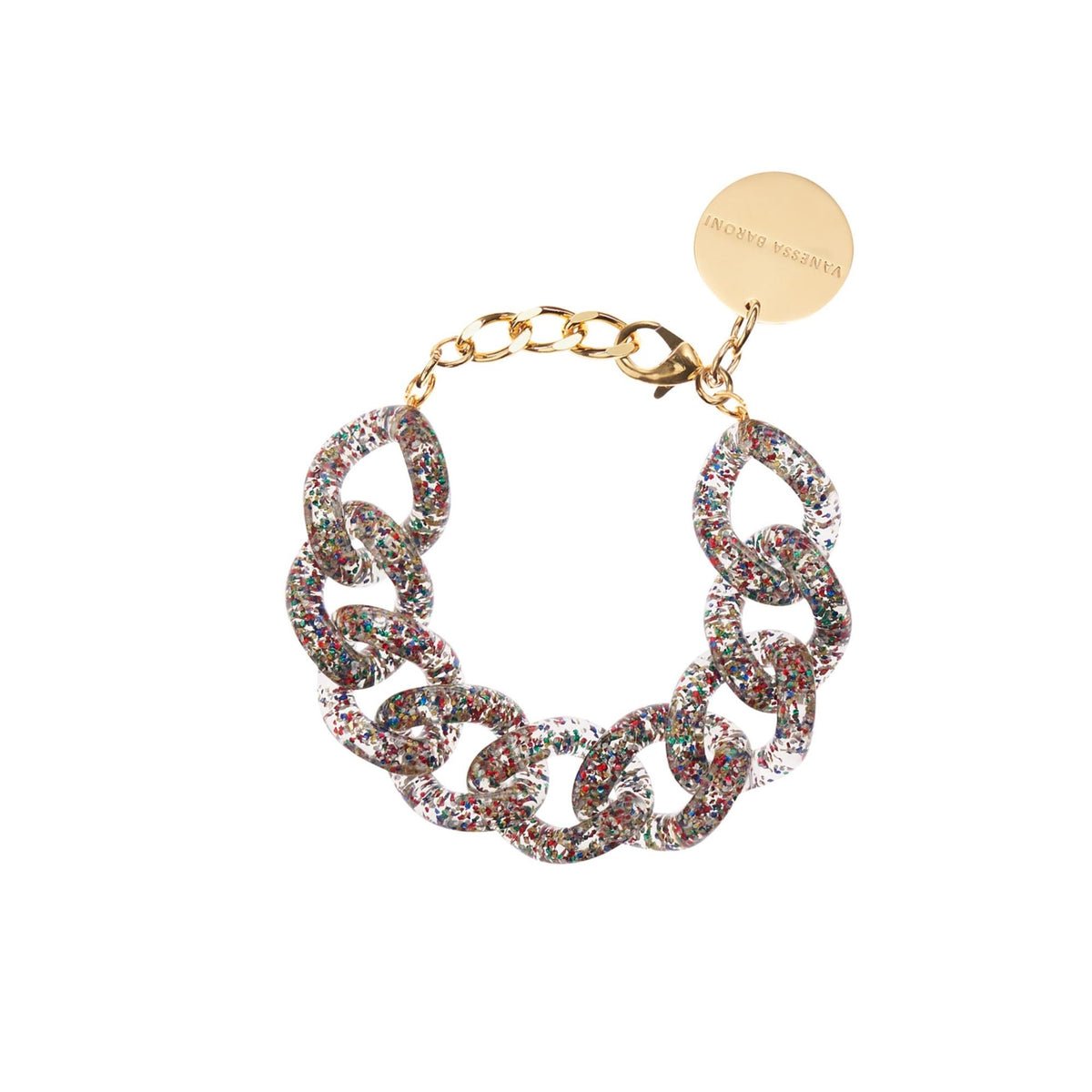 Flat Chain Bracelet Multi Glitter