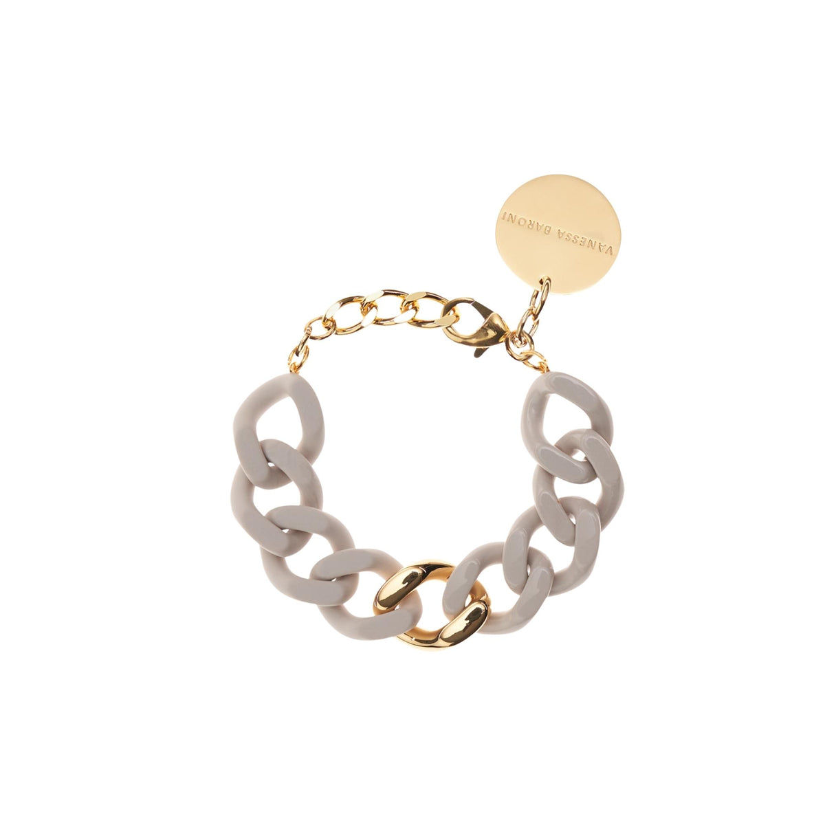 Flat Chain Bracelet 2 Color With Gold - Grey - Grey Matt