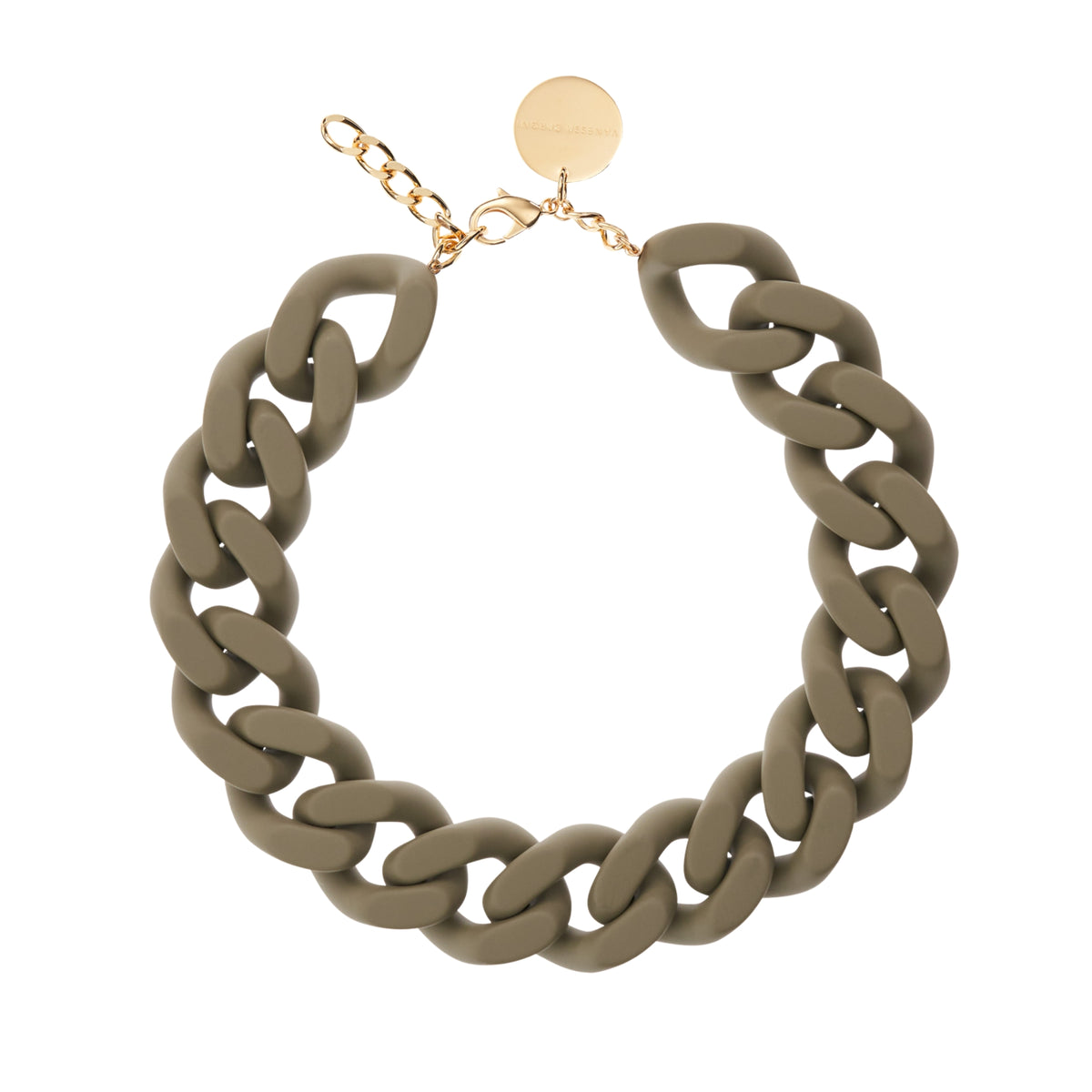 BIG Flat Chain Necklace Matt Olive