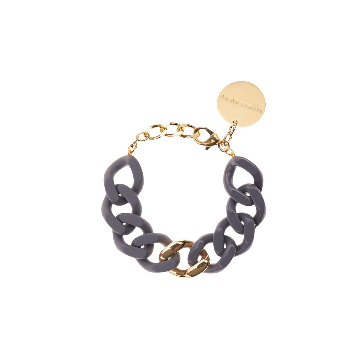 Flat Chain Bracelet 2 Color With Gold - Pigeon Grey - Pigeon Grey Matt