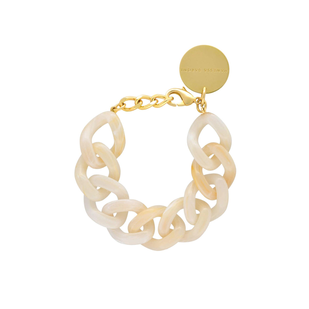 Flat Chain Bracelet Pearl Marble