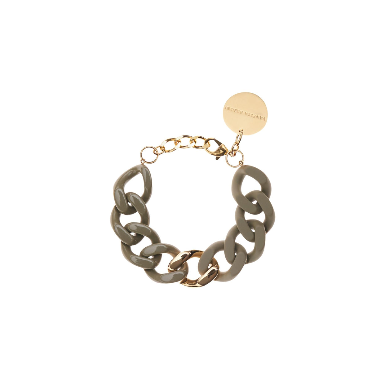 Flat Chain Bracelet 2 Color With Gold - Olive - Olive Matt