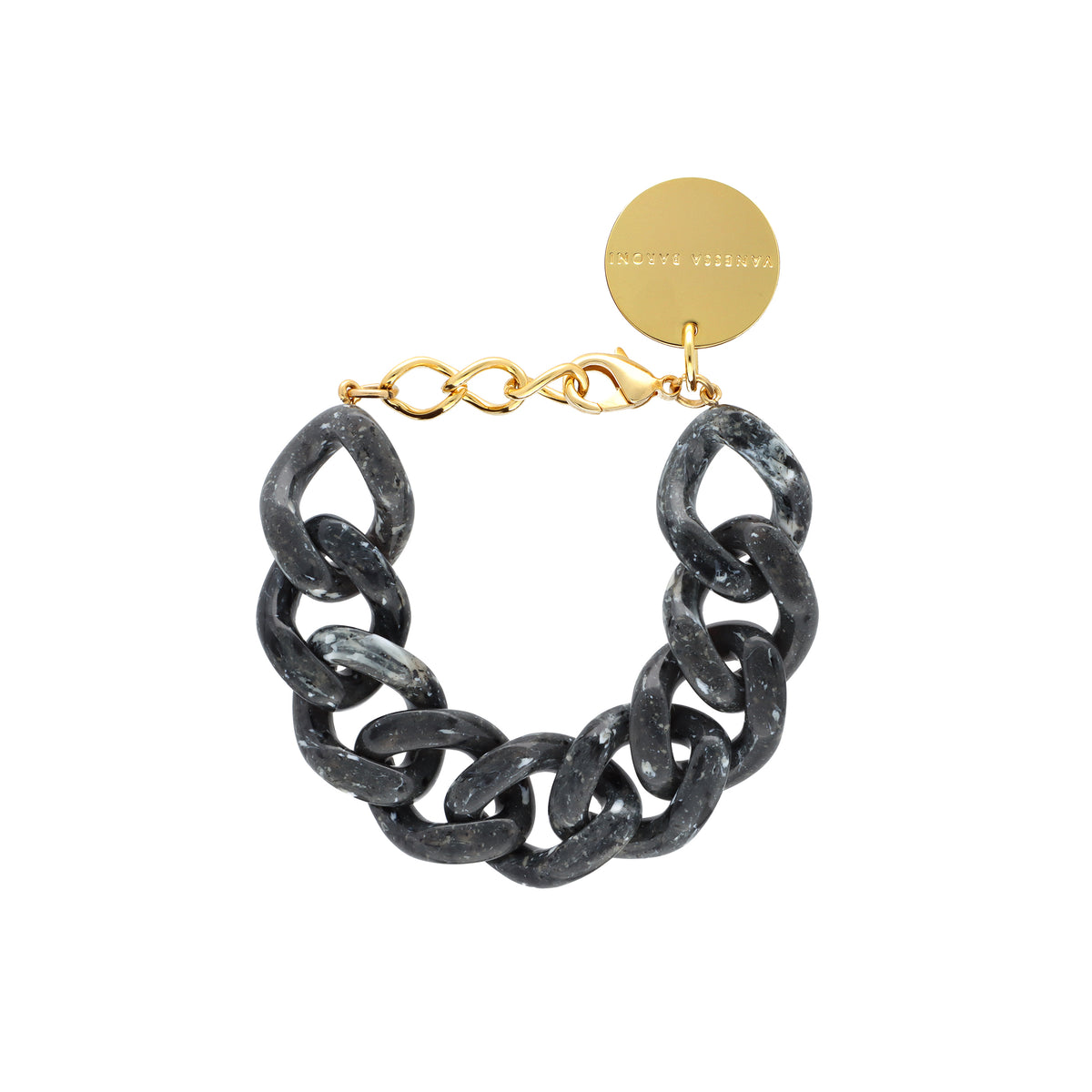 Flat Chain Bracelet Black Marble