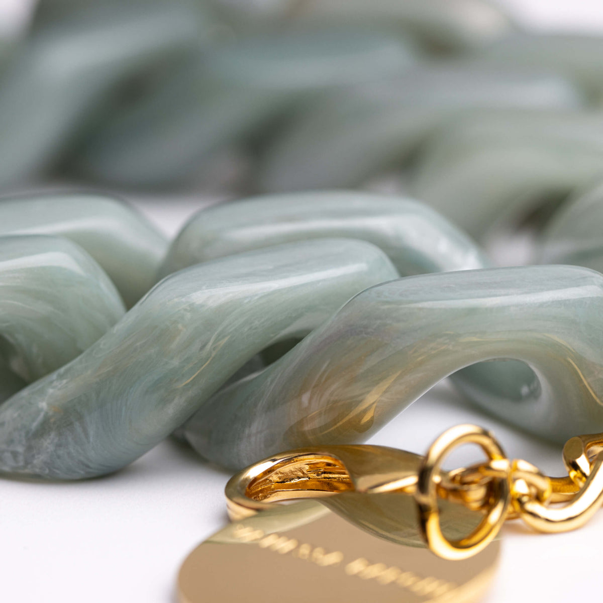 BIG Flat Chain Necklace jade marble