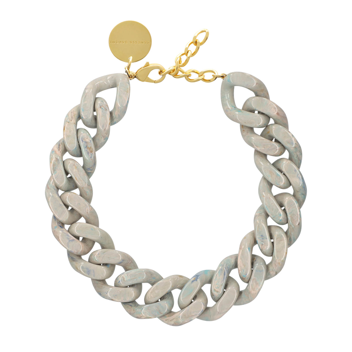 BIG Flat Chain Necklace psychedellic grey
