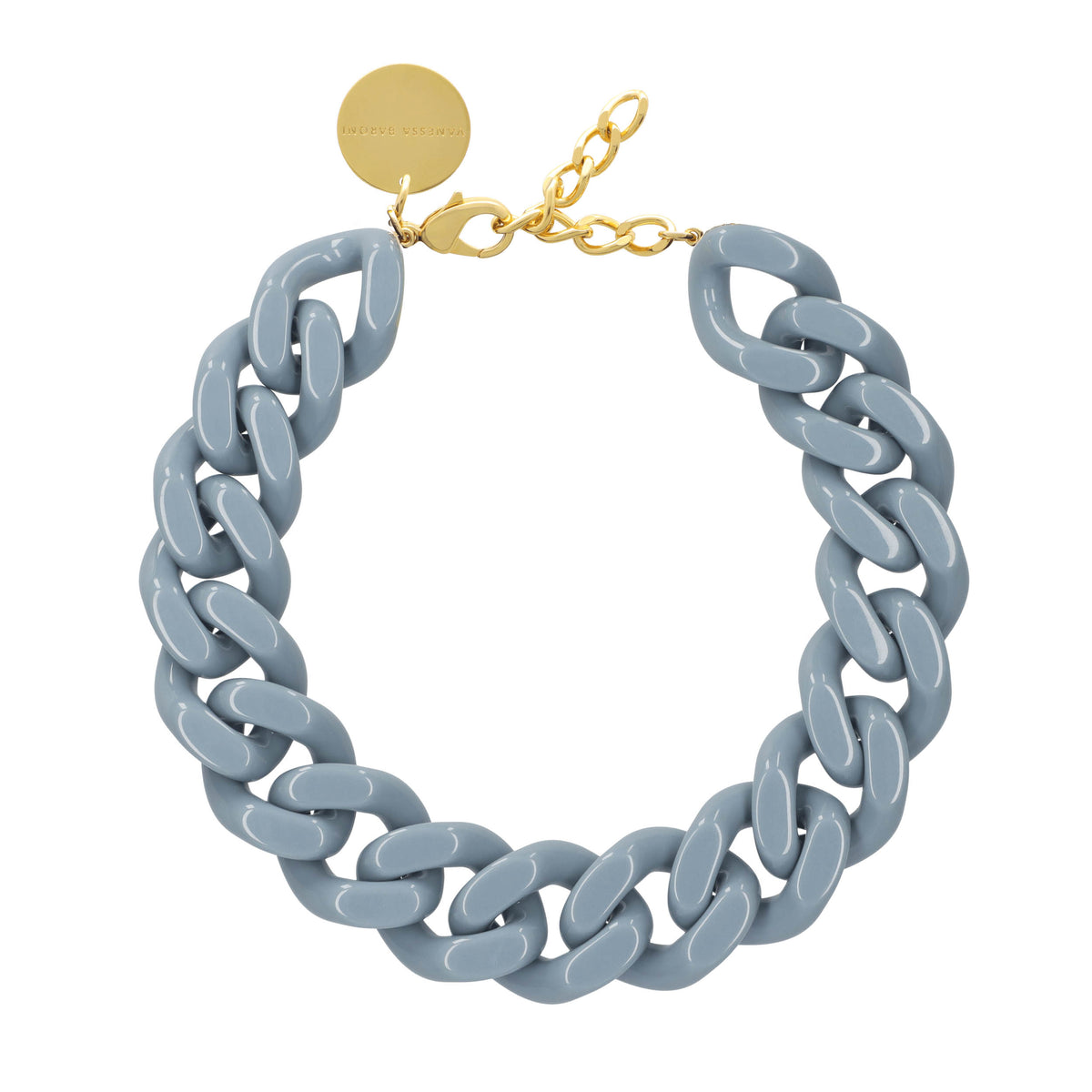 BIG Flat Chain Necklace pigeon blue