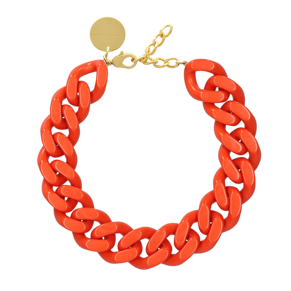 BIG Flat Chain Necklace Orange
