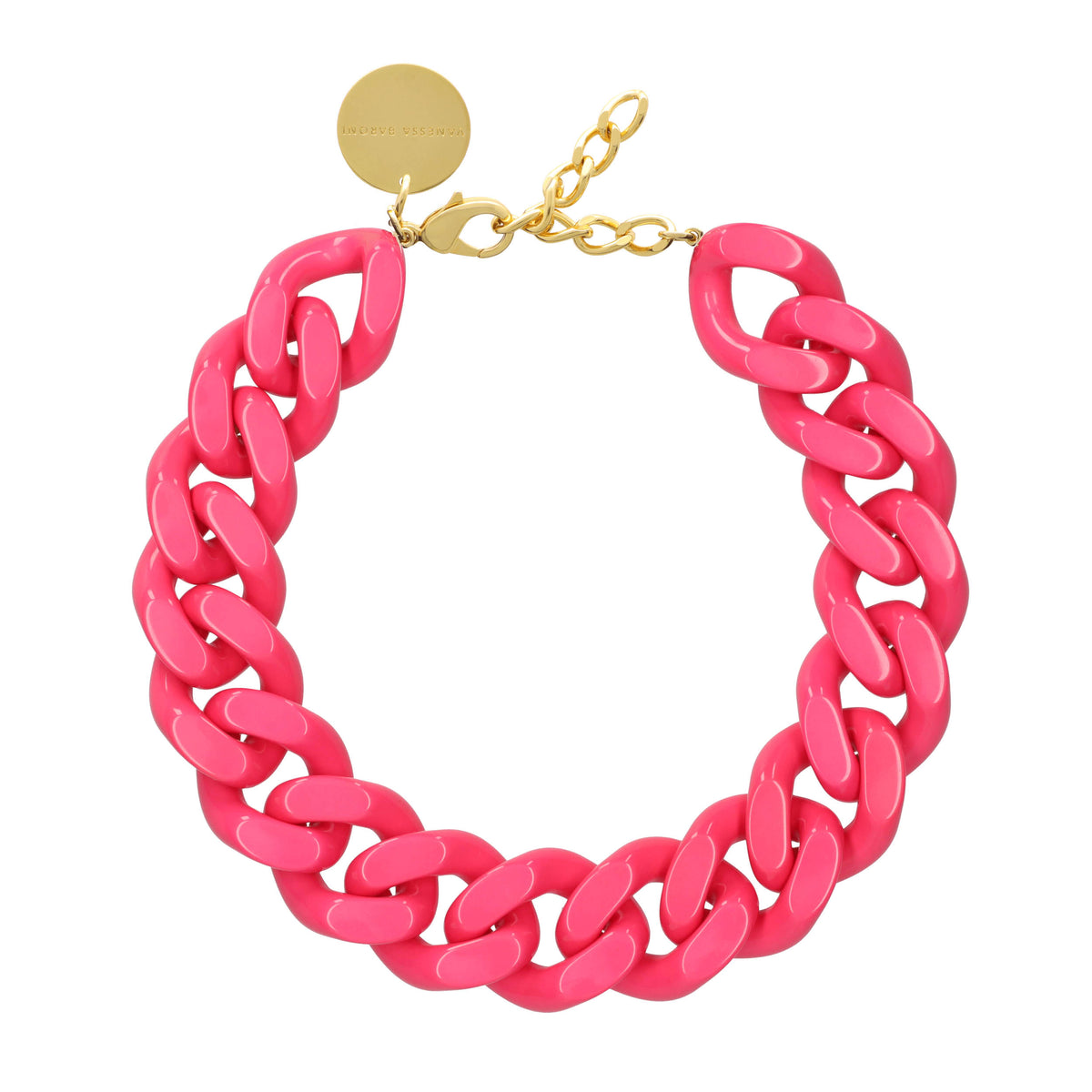 BIG Flat Chain Necklace Pink