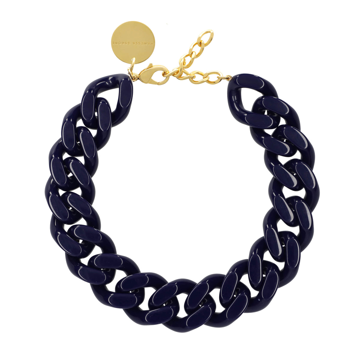 BIG Flat Chain Necklace navy